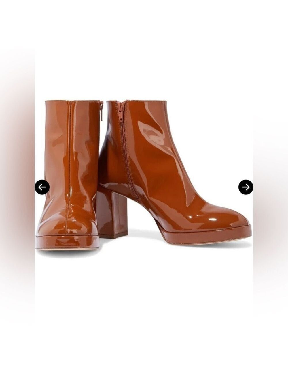 Brown Patent Leather Ankle Boots